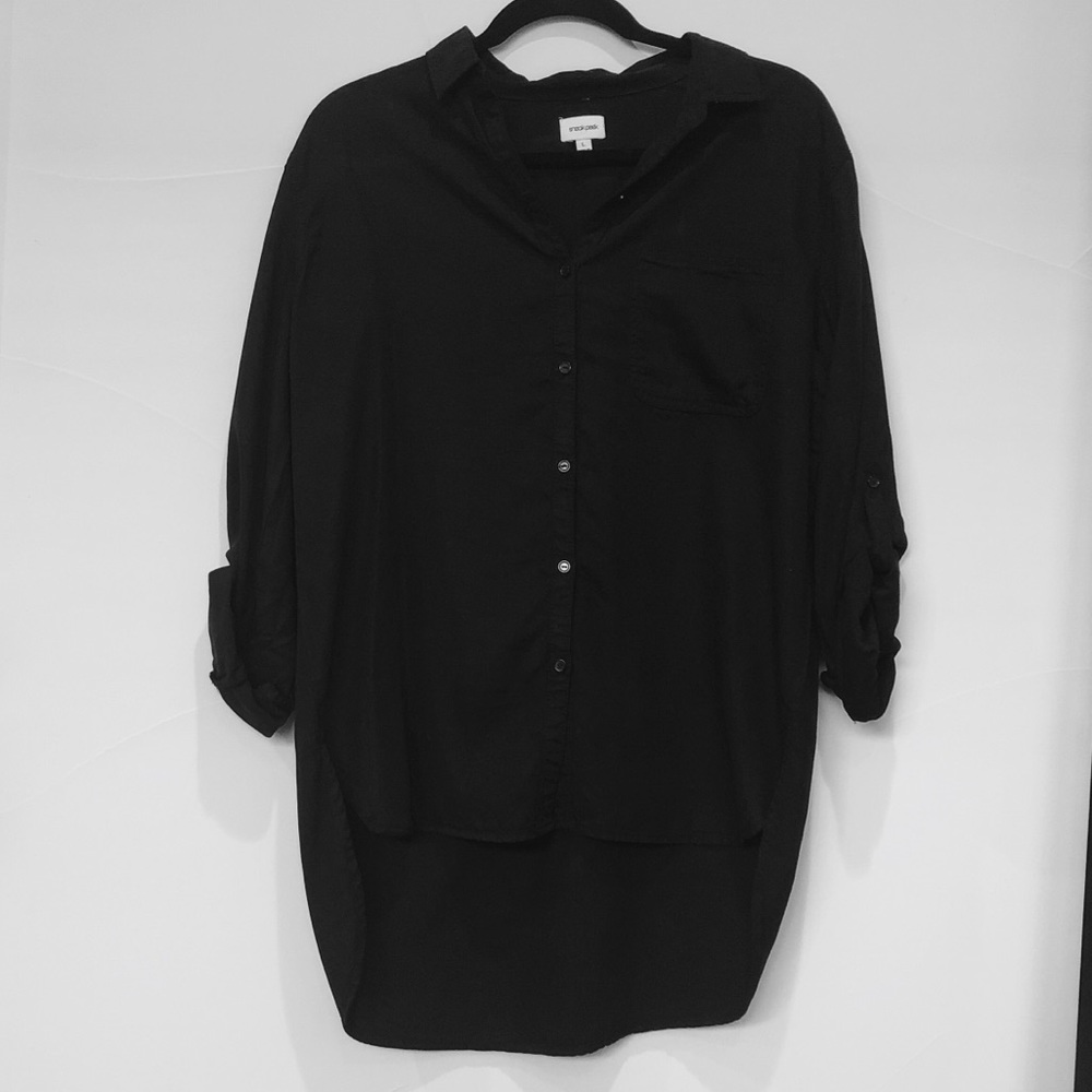 Oversized black button up